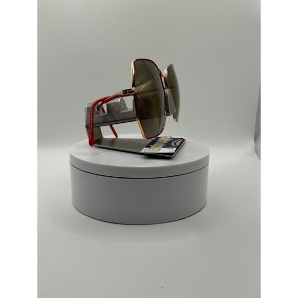 Vintage Oversize Sunglasses | NOS | Gold Mirror Lens Red/Gold Frame Oleg Cassini - Picture 7 of 7